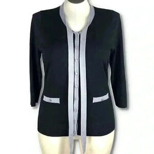 Red Womens sweater size XL black gray button down cardigan